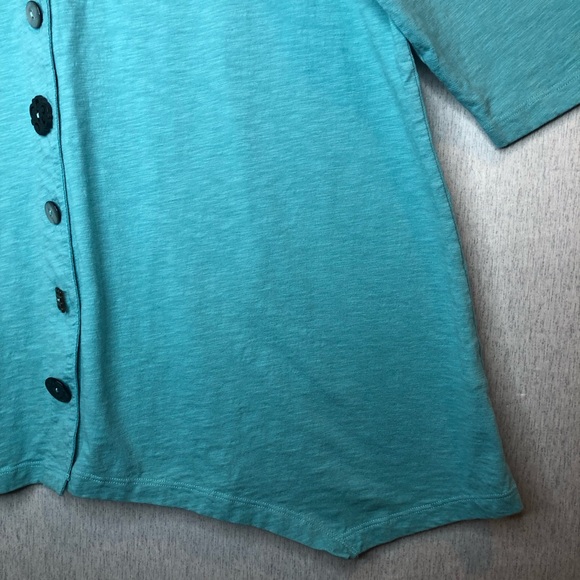 Soft Surroundings Danielle Button Top 3/4 Sleeve Turquoise Size 1X - Picture 4 of 14